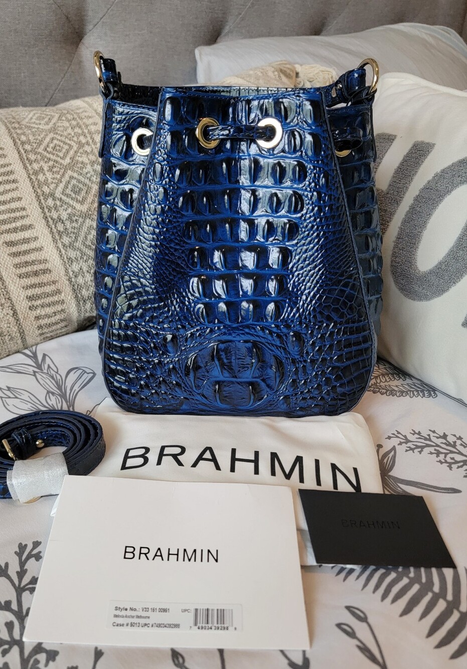 Brahmin Melinda Anchor Melbourne Drawstring Crossbody Bucket Bag NWT